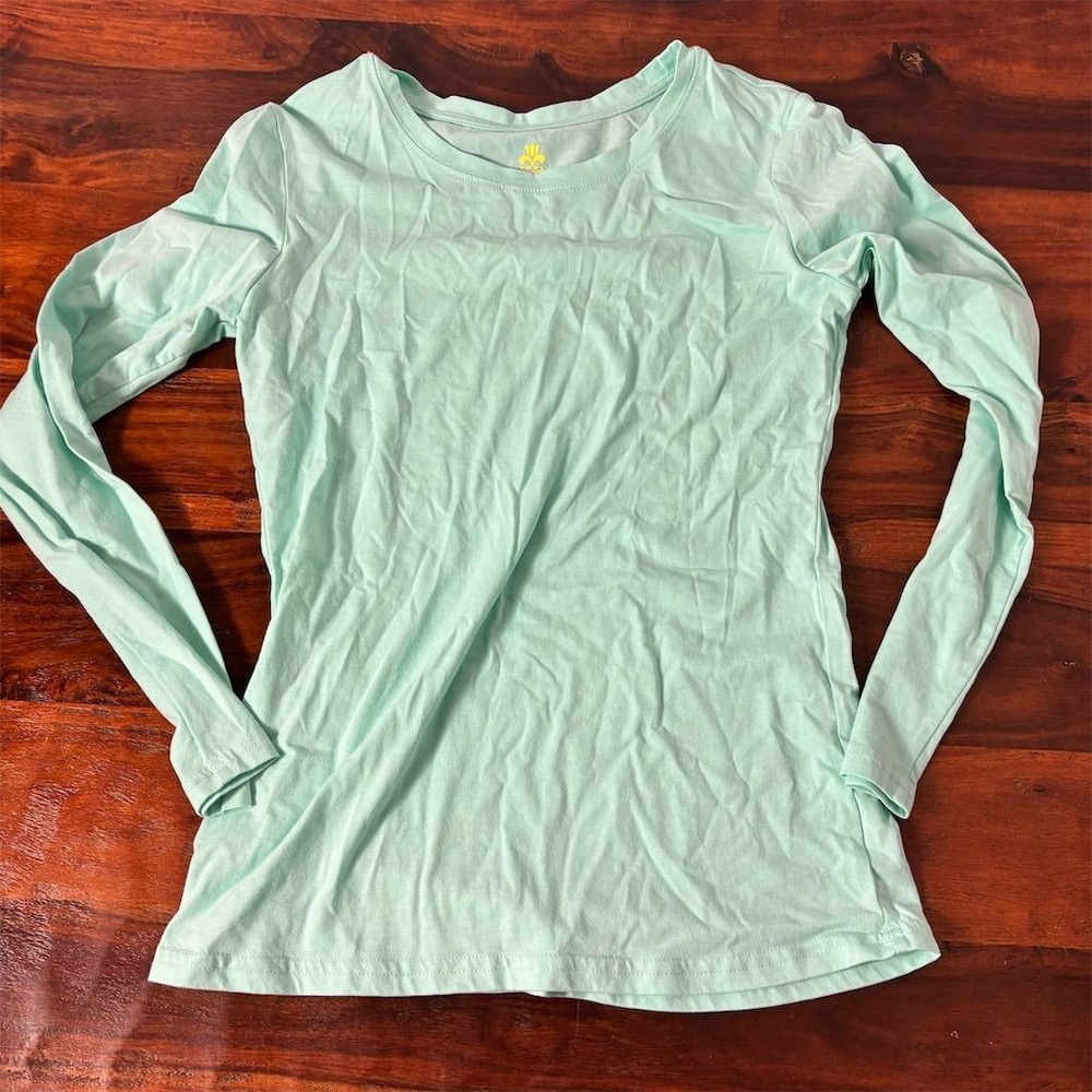 Natural Uniforms Women's Long Sleeve Green Crew Neck Top Size S